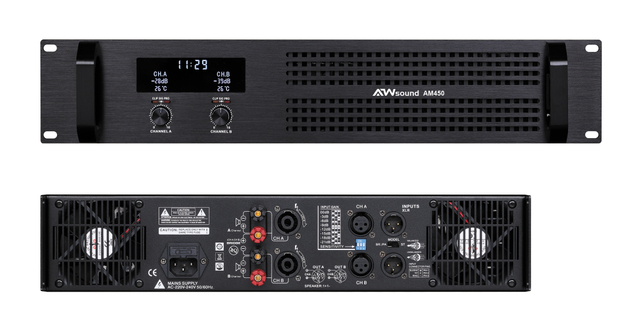 AM450 Professional Power Amplifier - 2x400W @8Ω Class H Stereo Amplifier